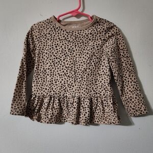 Carter's Kids Leopard Print Long Sleeve Top size 3T peplum blouse
